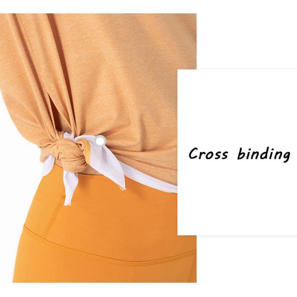 Orange Nude Yoga Long Sleeve Top Women'S Irregular Breathable Sports T - Shirt