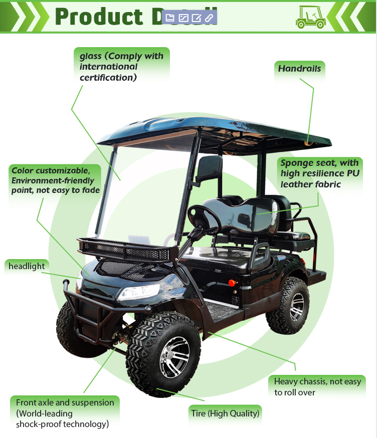 Утвержденный CE Китай сделал 2 + 2 сиденья с питанием от батареи электрическая алюминиевая тележка для гольфа Внедорожная тележка для гольфа Охотничья тележка для гольфа