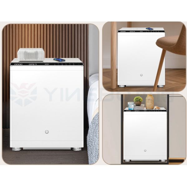 Dual Alarm Smart Security Safe Box Biometric Fingerprint Wireless Charging Bedroom Cabinet