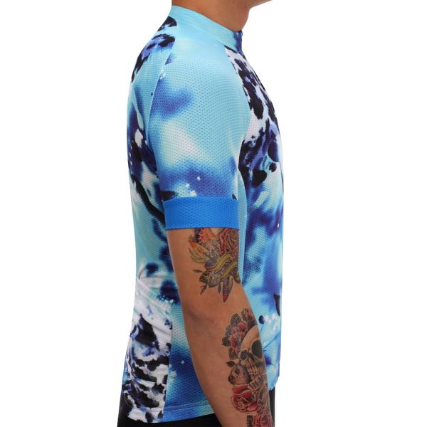 Задействовать Джерси гравия полиэстера трикотажных изделий 130g голубого изготовленного на заказ велосипеда велосипедиста ехать