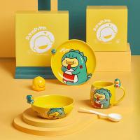 Par de desenhos animados Taças de café de grande capacidade Taças de cerâmica com padrão de pato bonito de grande capacidade