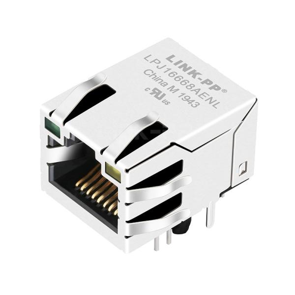 LPJ16668AENL Jack RJ45 de porta única com 10/100 Base-T Magnéticos integrados para PoE + Aplicação Tab UP Verde / Amarelo LED