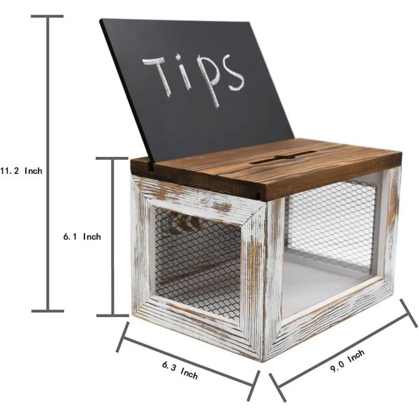 Wire Grid Design Acrylic Panel Pine Wood Ballot Donation Collector Box for Tableware