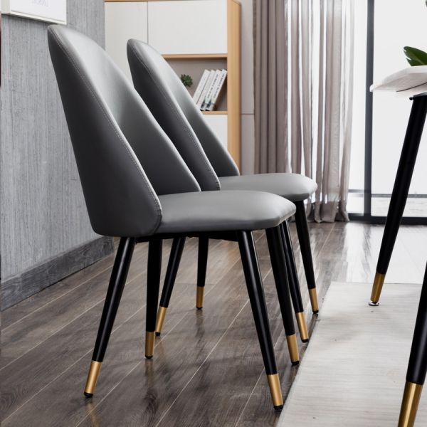 Luxury High Back Leather Dining Room Chairs With Metal Legs Customized