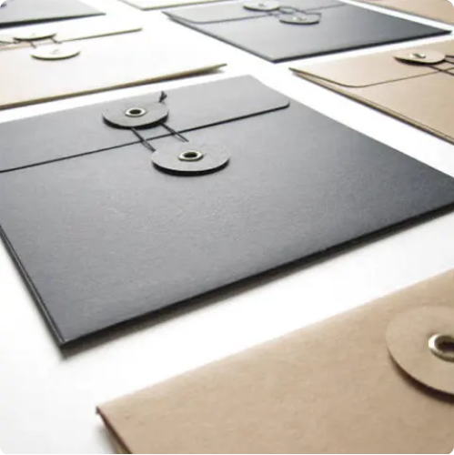 Multi Color Twine Tie Kraft Paper Envelope Button Closure Durable Eco Friendly Recyclable For Documents Letters Home Office