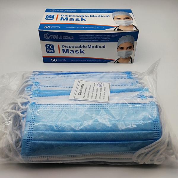 Ce Fda Certificate 3ply Non-Woven Fabrics Earloop Disposable Surgical Face Mask Medical Masks