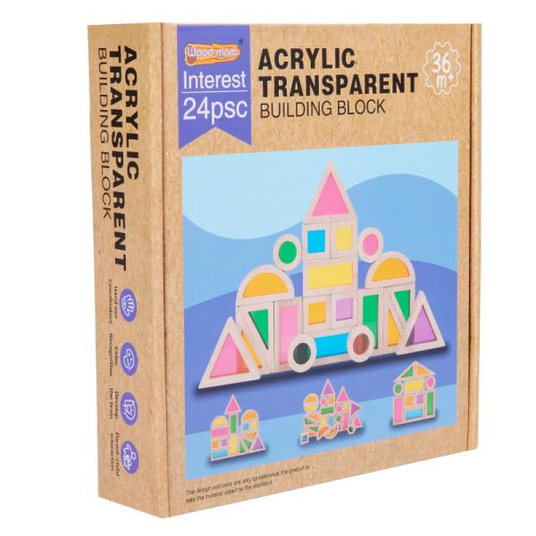 Montessori Wooden Toys Rainbow Sensory Stacking Blocks Acrylic Building Blocks for Kids