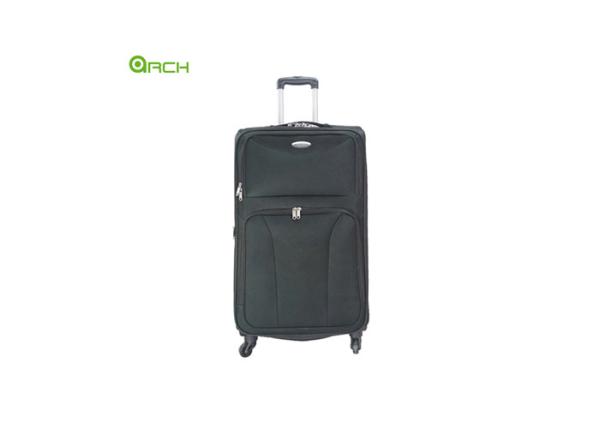 Expandable Polyester Checked Luggage with Spinner Wheels and Two Big Pockets