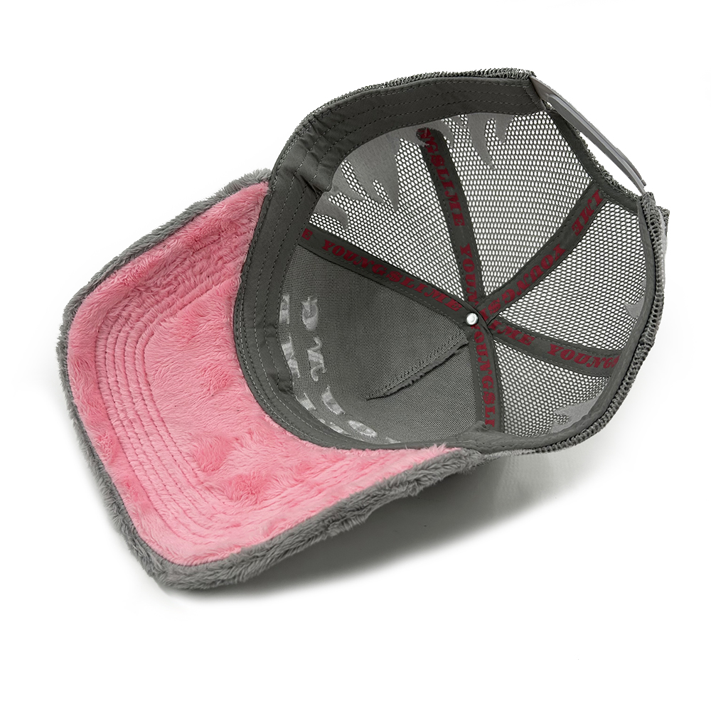Crown Fluffy Velvet Custom Embroidery Trucker Hats Flame Fire Piping Personalize Fuzzy Underbrim Color Flannel