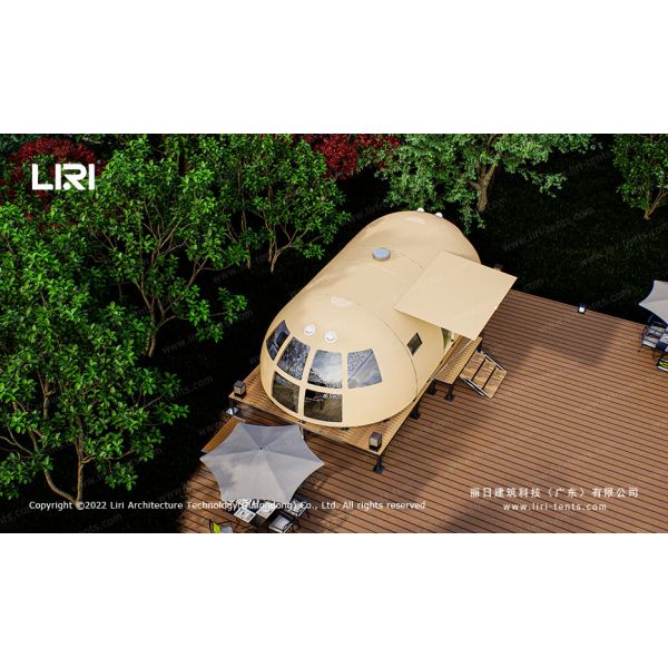 Panorama Dome Luxury Glamping Tent 6x8m Wooden Structure For Exhibition