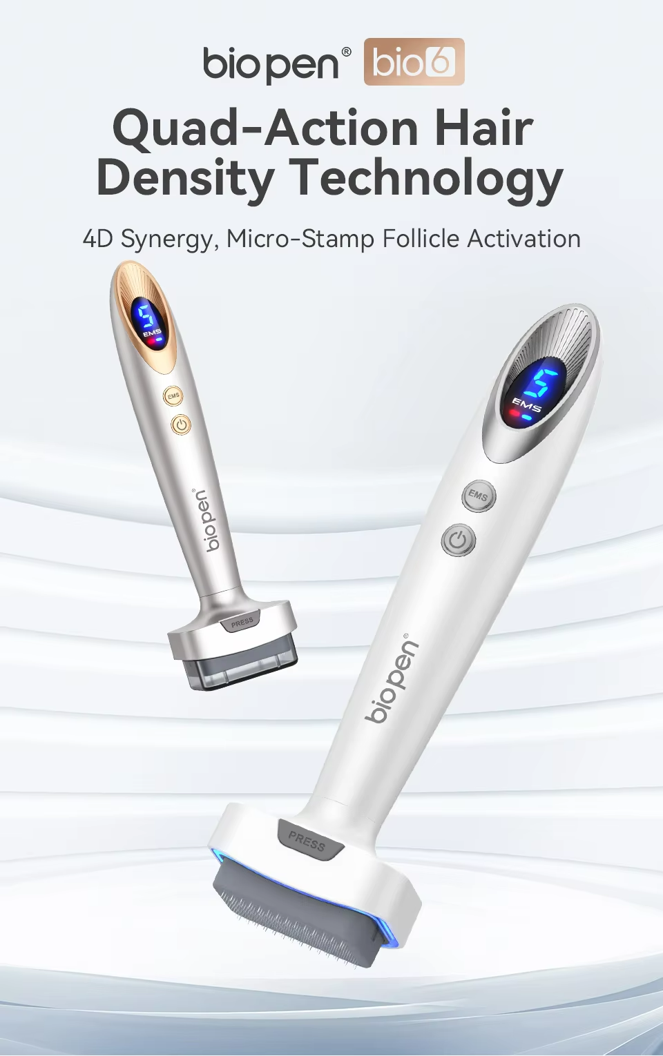 New Design  Vibration EMS+LED Deep Renewal Microneedling Stamp Pen with 5-Level Speed Control and Blue & Red Light Therapy for Home Use