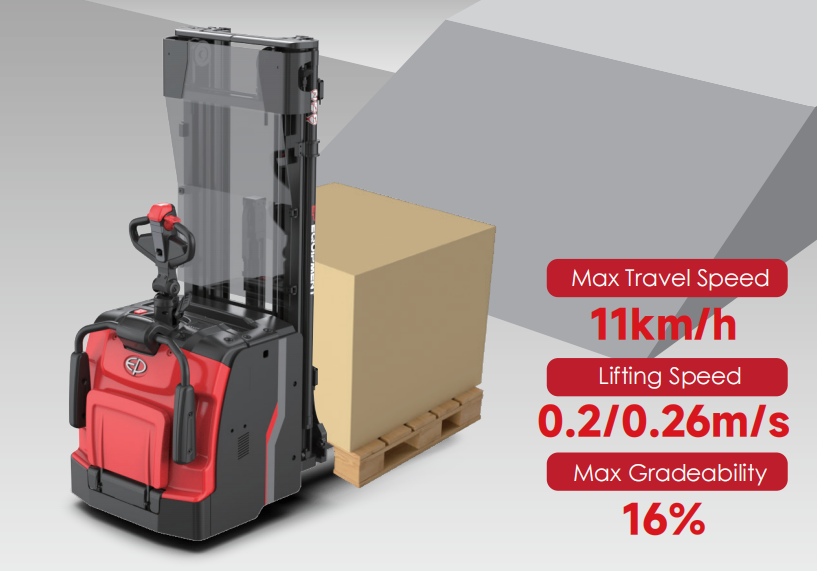 EP Heavy Duty Li-Ion Stacker With Foldable Platform 1600kg RSL161 For Demanding Applications And Long-Distance Transportation With 24V/280Ah Battery&24V/100A Charger