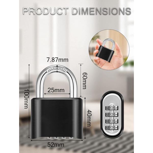 Rarlux 52mm Heavy Duty 4 Digit Code Combination Lock Zinc Alloy Outdoor Gym Locker Padlock with Hardened Shackle Model 910 China