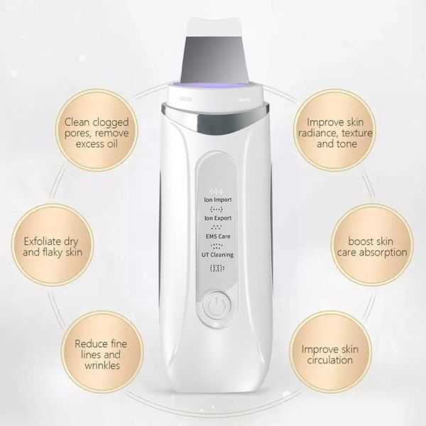 Ultrasonic Skin Scrubber with 4 Modes LCD Display and USB-C Charging for Deep Pore Cleansing