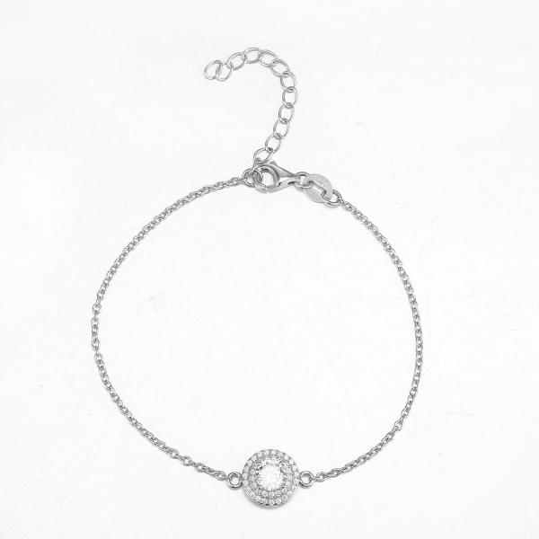 Bracelete de prata 10.69g 92,5 Sterling Silver Mens Bracelet de Chamilia 925 CZ