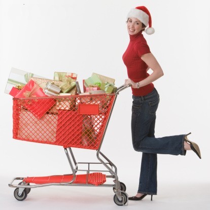 Carretilla plástica, carro de la compra de tipo americano, carretilla del supermercado, carretilla que hace compras, carretilla de la mano