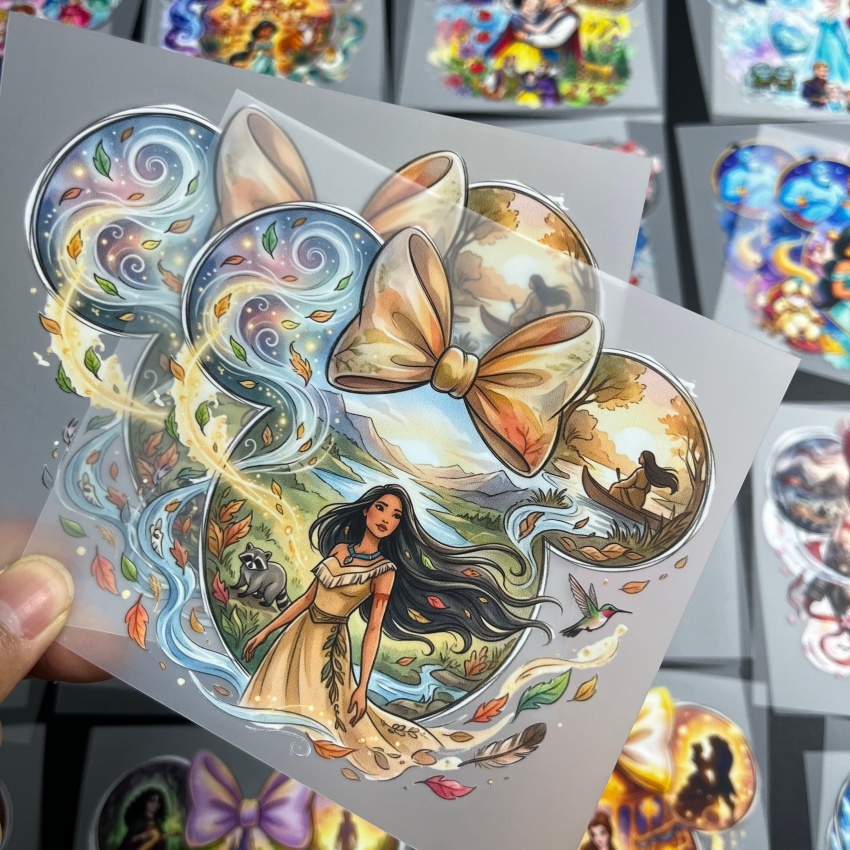 Disney Pocahontas Wilderness Nature Cartoon DTF Heat Transfer Washable PET Film Iron On Label for DIY T-Shirt Garment Printing