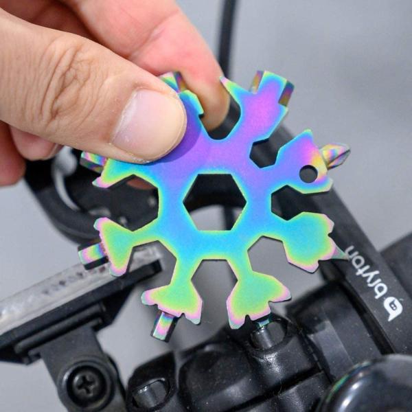 Bicycle Wrench Set Screwdriver Kit 18 in 1 Stainless Steel Snowflake Multitool for Outdoor Camping Daily Tool