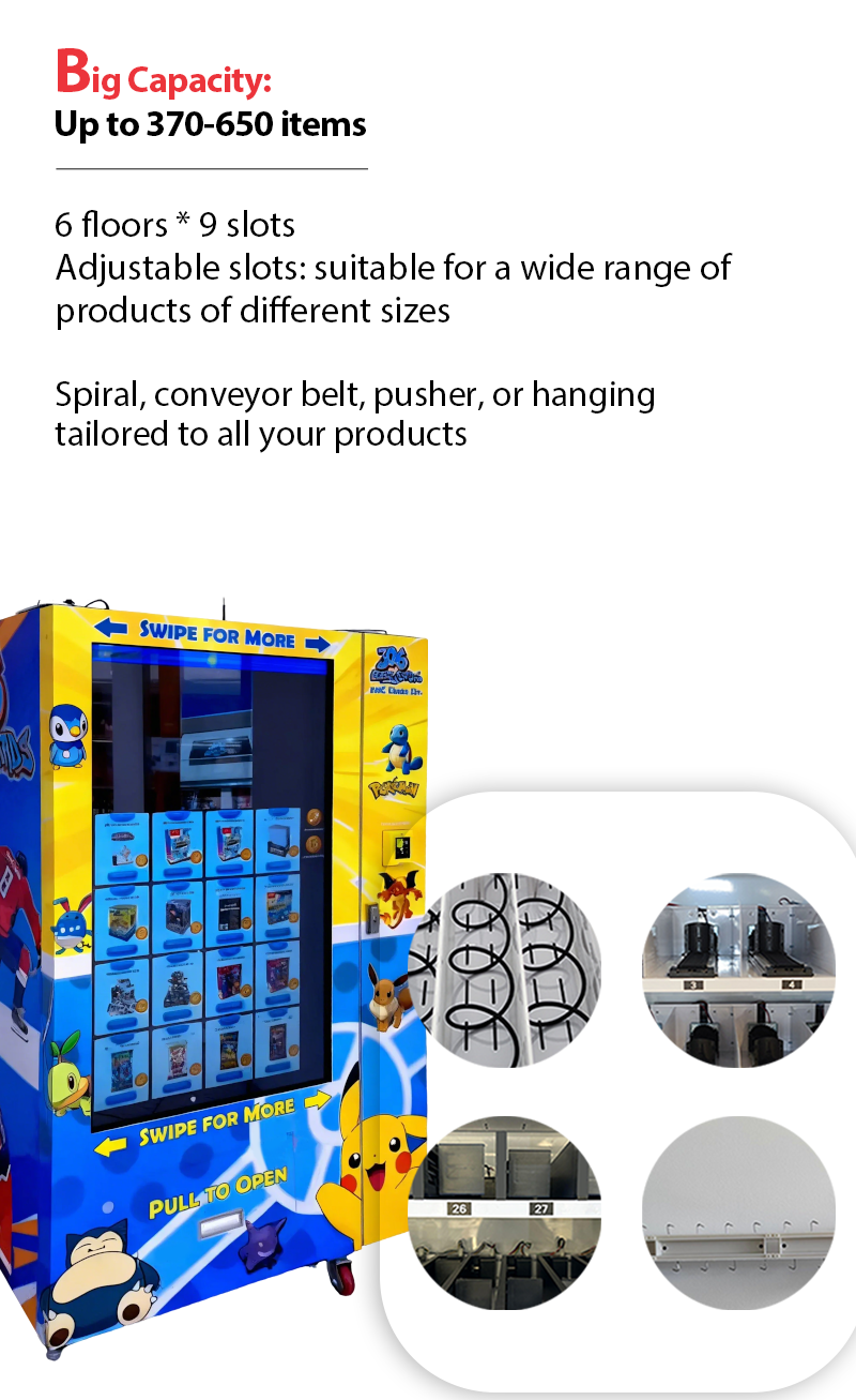 Big Touch Screen TCG Pokémon Card Vending Machine With Card Reader and Customized Sticker
