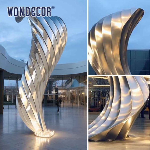 Внешние большие современные зеркала металлическая лента искусство скульптура из нержавеющей стали