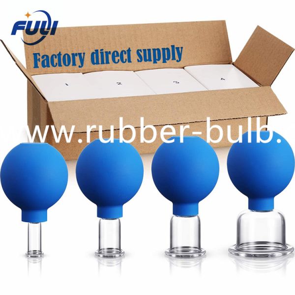 Face Lift Vacuum suction Massage Hijama Cups Rubber facial cupping black with silicone bulb
