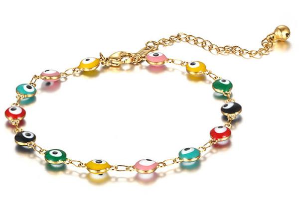 Devil's Eyes Stainless Steel anklet Female 18K gold non-fading eye drops glue anklet spot American anklet Yiwu wholesale