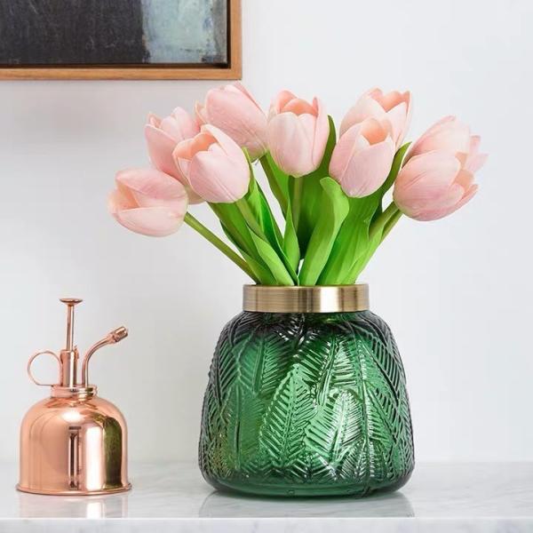 Decoração moderna de vasos de vidro transparente para guardar flores