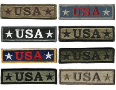 100% Embroidery Tactical Hook USA Patches 3.75x1 Twill Fabric Background