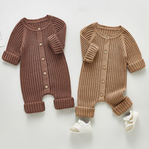 Winter Custom 100% Cotton Sweater Baby Boys Girls Infant Jumpsuit Bodysuit