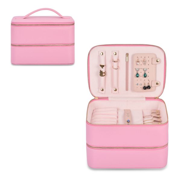 Jewelry Organizer Travel Case Earring Holder Two Double Layer Jewelry Box 9x6x6