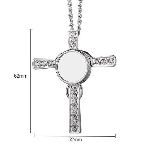 Collier croix de sublimation pendentif avec Zirconia Cube