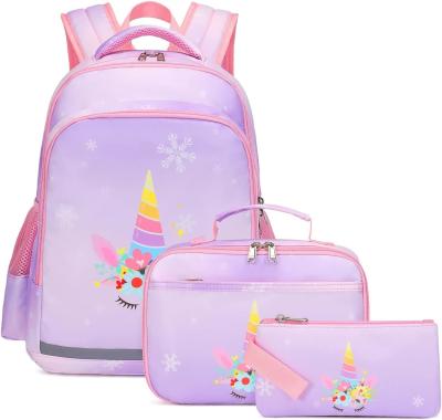 Children Backpack Girl'S Unicorn Backpack With Lunch Bag Pencil Case Set Backpack
