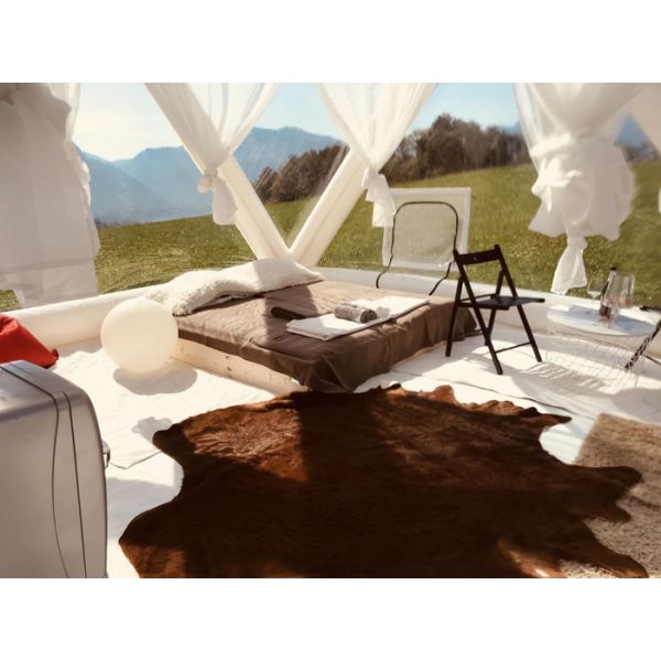 Starry Night Airtight Polygon Camping Tent Inflatable Bubble Hotel Dispense With Permanent Electricity Blower