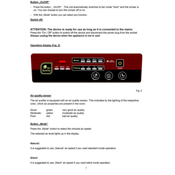 302*205*520mm 210m3/H 25m2 Wifi Enabled Air Purifier