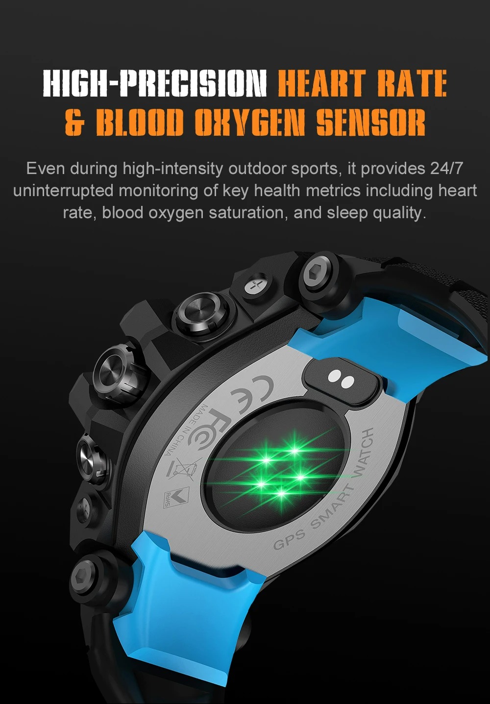 Smart Watch Designed for Outdoor Enthusiasts Featuring GPS Navigation Heart Rate Monitoring