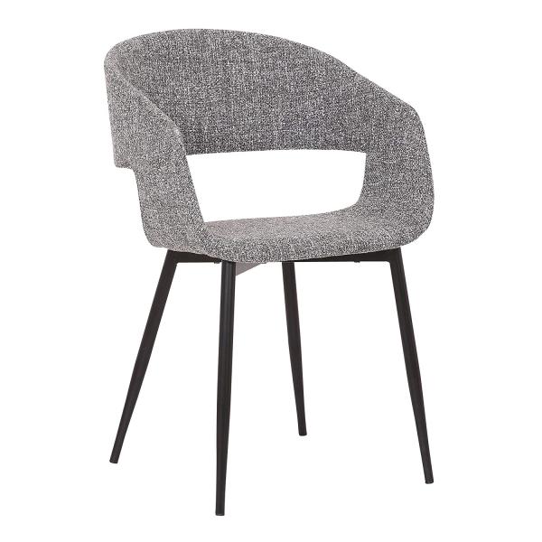 Mid - Century Modern Dining Armchair Fabric Gray And Black Simplicity Metal Leg