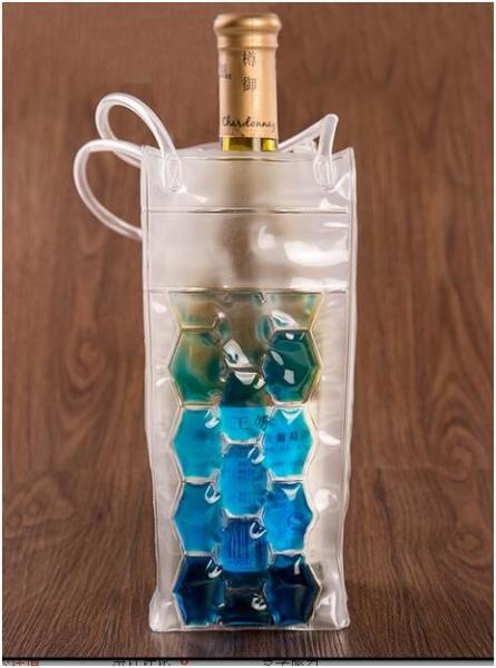 Customized Plastic Ice Pack Bag , PVC Refillable Wine Bottle Ice Bags