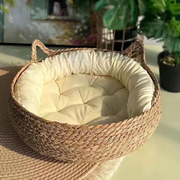 Camas removíveis de palha para animais de estimação Laváveis Quatro estações Universal Cama de Rattan de Gato
