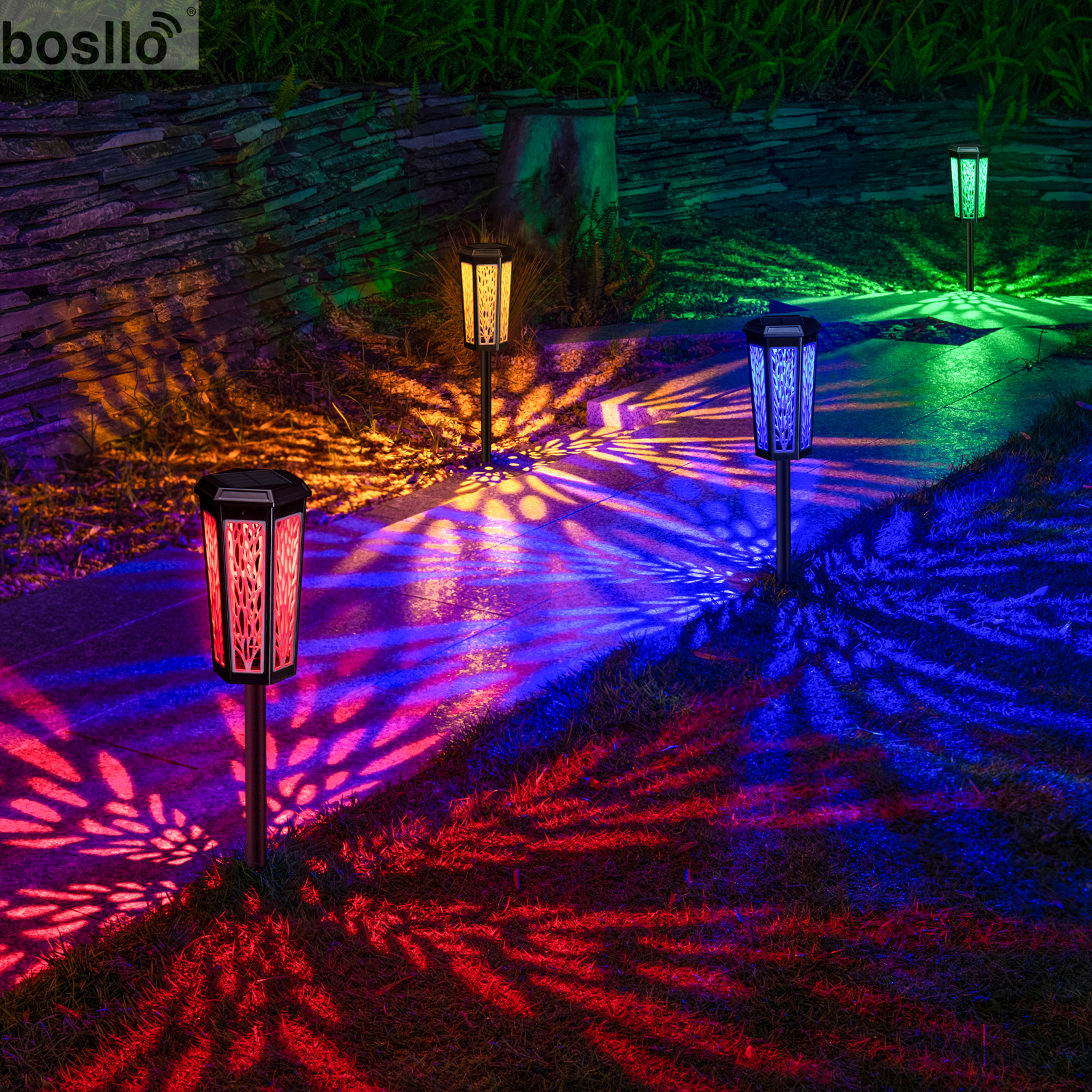 Наружные солнечные лампы с белым светом RGB водонепроницаемый и долговечный дизайн