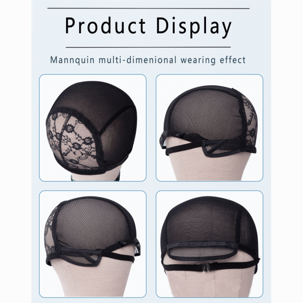 Antibacterial Black Glueless Wig Cap Hair Weaving Cap Washable