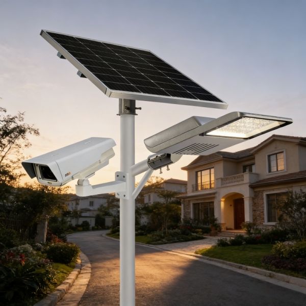 High Bright Solar Street Light, LED Outdoor Lighting with 3000K-6500K Dimmable & Solar Panel Charging