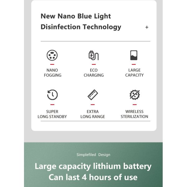 Nano голубое светлое оружие брызг обеззараживанием технологии обеззараживанием с большой емкостью