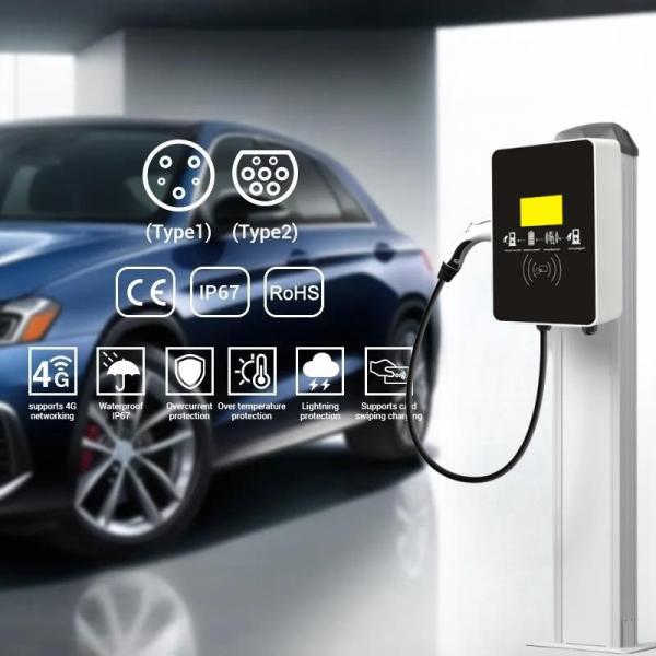 Single Gun 11kw 22kw Electric Car Wall Box Home Charger Overcurrent Protection