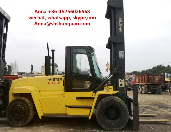 16000kg USA Hyster Used Industrial Forklift 12.00 R20 / 11.0-20 Tyre Size