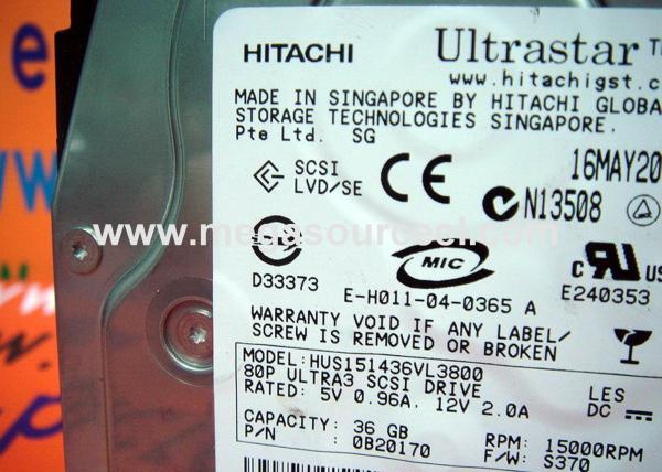80 pin HP BF0368A4AC HGST HUS151436VL3800 3.5 inch 36.7 GB 15K RPM SCSI hard drive