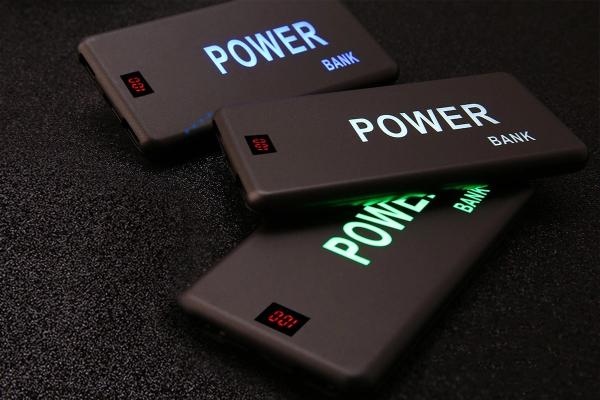 Custom Laser LED Logo Flashing Light Portable Mobile Power Bank 5000mAh for Promotional gift