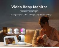 5.5 Inch 4K Baby Monitor with Pan-Tilt Camera & 5000mAh Battery