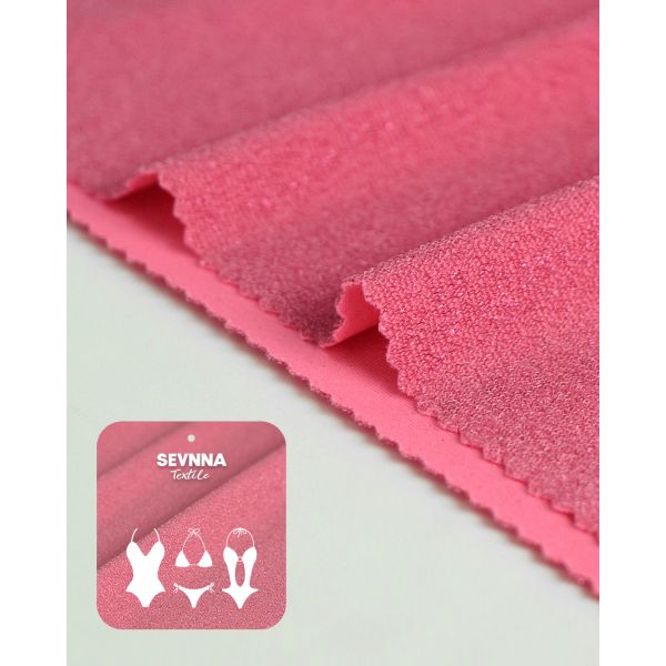 Eco Friendly Swimwear Fabric with 150cm Width Silver Lurex and GRS Certified for Sustainable Swimwear