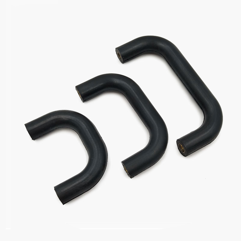 Rubber Small Black Industrial Cabinet Pulls Internal Thread Type