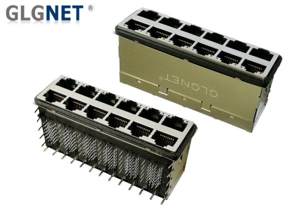 Light Pipes 10G RJ45 Connector EMI Gasket Through Hole Integrated Magnetic